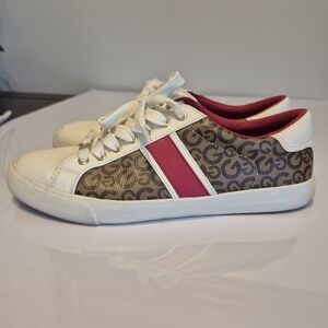 Guess Women's Sneakers with Pink and Brown Design